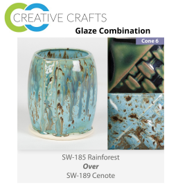 Rainforest SW185 over Cenote SW189 Stoneware Glaze Combination Rainforest SW185 over Cenote SW189 Stoneware Glaze Combination